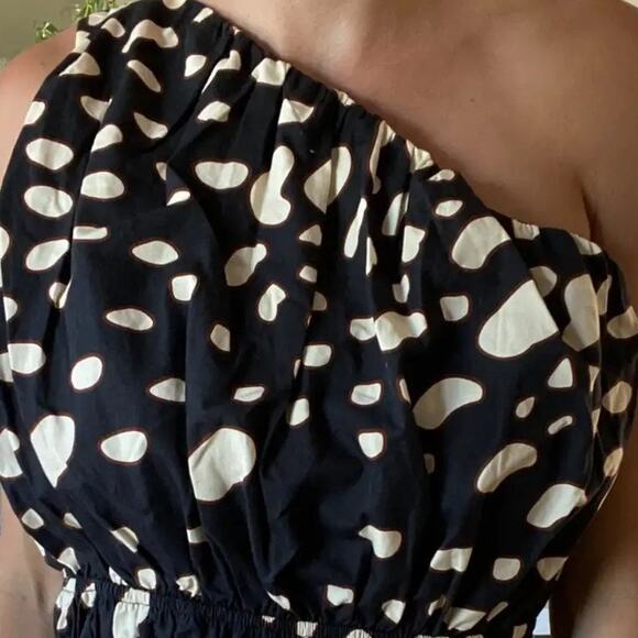 Juan D Dios Lovely resort one shoulder crop top navy spotted size small - Picture 2 of 11